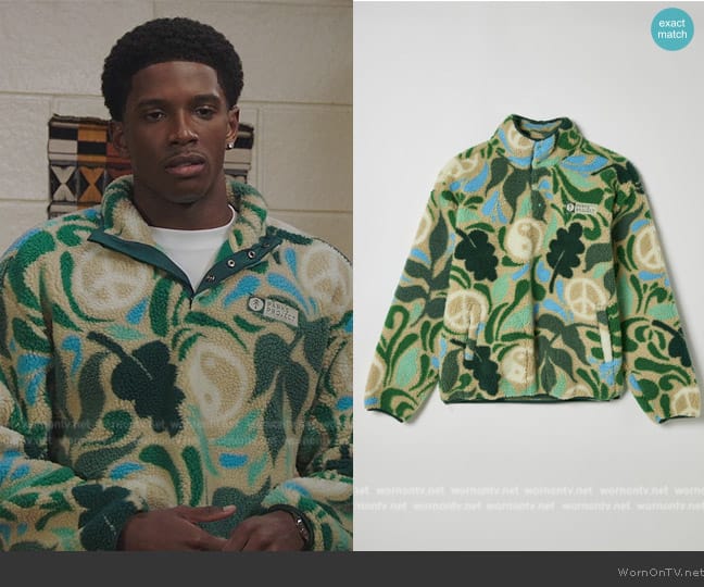 Urban Outfitters Peace Leaves Fleece Mock Neck Sweatshirt worn by Orlando Johnson (Martin Bobb-Semple) on All American Homecoming