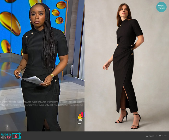 Ro & Zo Ribbed Split Front Dress worn by Zinhle Essamuah on NBC News Daily