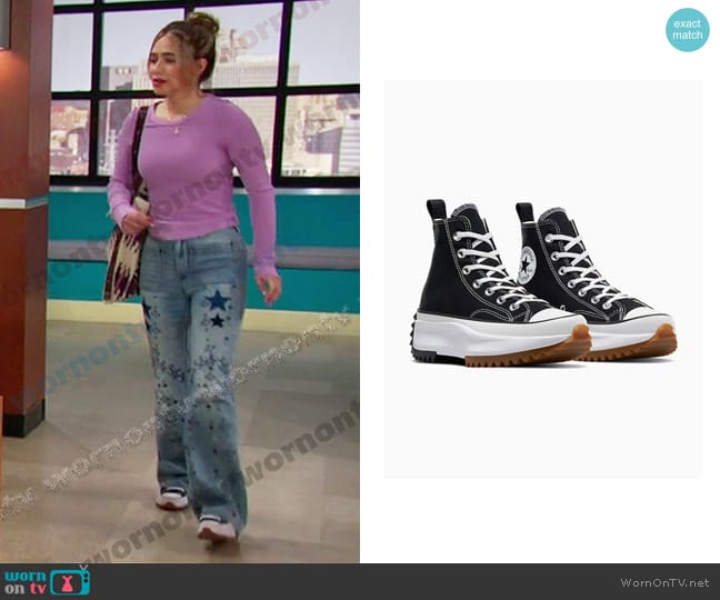 Converse Unisex Run Star Hike Canvas Platform in Black/White/Gum worn by Holly Jonas (Ashley Puzemis) on Days of our Lives
