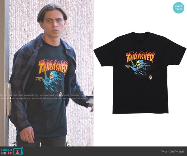 Santa Cruz Thrasher O'Brien Reaper T-Shirt worn by Robby Keene (Tanner Buchanan) on Cobra Kai
