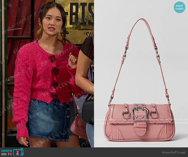 Urban Outfitters Jade Seamed Baguette Bag in Pink worn by Sophia Choi (Madelyn Kientz) on Days of our Lives