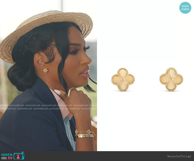 Van Cleef & Arpels Vintage Alhambra Earrings Guilloche 18K Yellow Gold worn by Lesa Milan (Lesa Milan) on The Real Housewives of Dubai