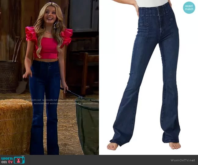 We The Free Jayde Flare Jeans in Night Sky worn by Destiny Baker (Mallory James Mahoney) on Bunkd