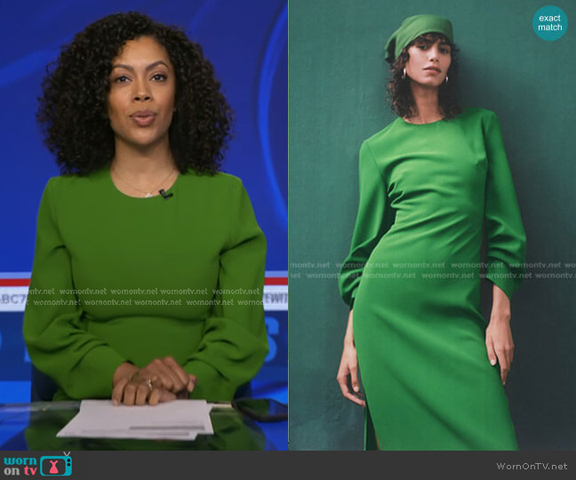 Zara Ruched Midi Dress worn by Shirleen Allicot on Good Morning America
