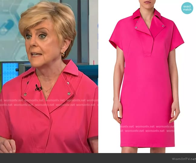 Moto Polo Collar Short-Sleeve Cotton Gabardine Stretch Dress y Akris Punto worn by Anne Thompson on NBC News Daily
