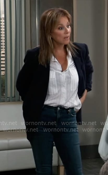 Alexis’ stripe shirt and navy blazer on General Hospital