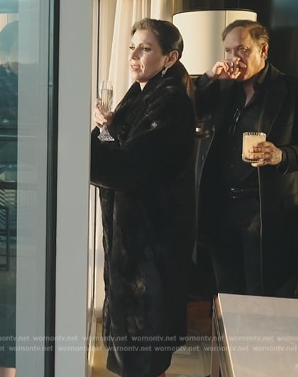 Heather’s black shearling coat on The Real Housewives of Orange County