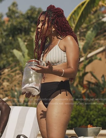 Amiri’s green stripe bikini on Bel-Air