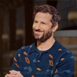 Andy Samberg’s blue leaf print polo sweater on Hart to Heart