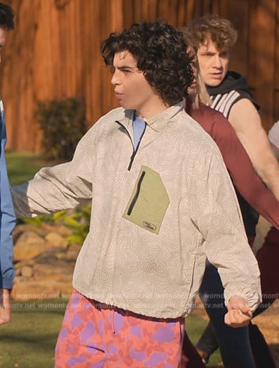 Anthony’s printed jacket and shorts on Cobra Kai