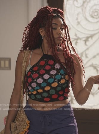 Amira’s crocket knit halter top on Bel-Air