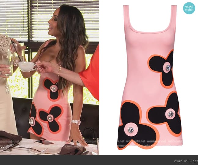 Area Colorblock Flower Tank Dress worn by Melissa Gorga on The Real Housewives of New Jersey