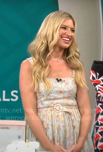 Ashley Bellman’s floral belted dress on CBS Mornings