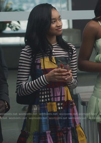 Ashley’s mixed plaid mini dress on Bel-Air