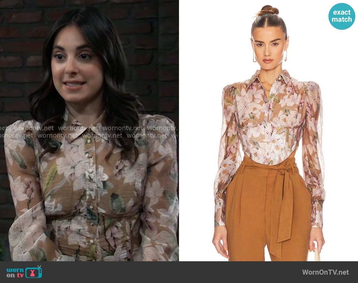 Bardot Valentina Corset Top worn by Molly Lansing-Davis (Kristen Vaganos) on General Hospital