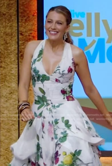 Blake Lively’s white floral print dress on Live with Kelly and Mark