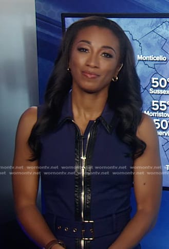 Brittany’s blue zip front belted dress on Good Morning America