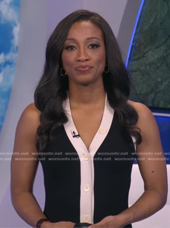 Brittany’s black contrast trim knit dress on Good Morning America