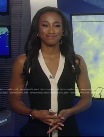 Brittany’s black contrast trim knit dress on Good Morning America