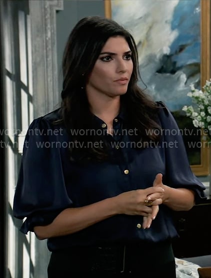 Brook Lynn’s navy button down blouse on General Hospital