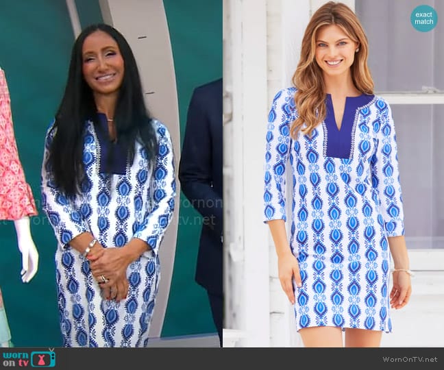 Cabana Life San Sebastian Embroidered Tunic Dress worn by Elizabeth Werner on CBS Mornings