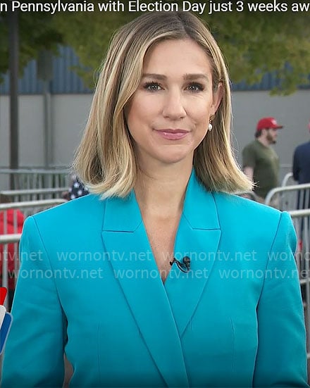 Caitlin Huey-Burns’ turquoise blazer on CBS Mornings