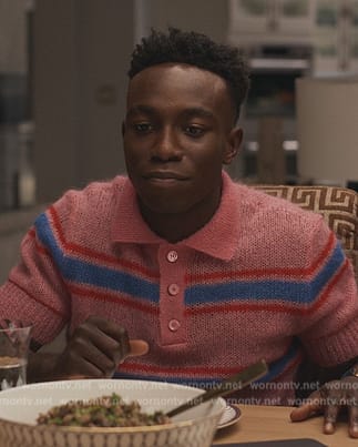 Carlton’s pink stripe mohair short sleeve polo on Bel-Air