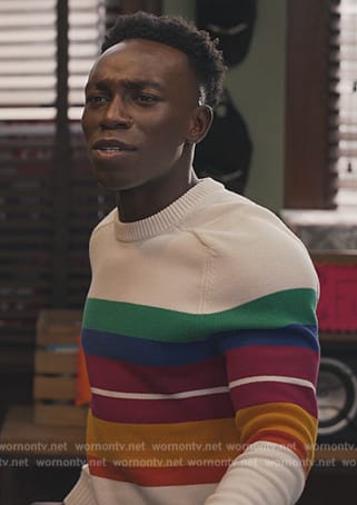 Carlton’s white striped sweater on Bel-Air