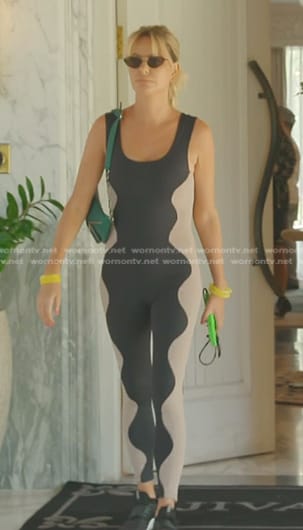 Carolaine’s black and beige jumpsuit on The Real Housewives of Dubai