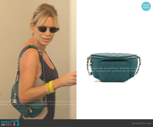 Chanel Caviar Quilted Business Affinity Waist Belt Bag in Dark Turquoise worn by Caroline Stanbury (Caroline Stanbury) on The Real Housewives of Dubai