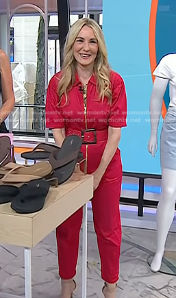 Chassie’s red belted jumpsuit on Today