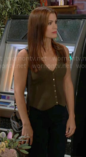 Chelsea’s olive green knit vest top on The Young and the Restless