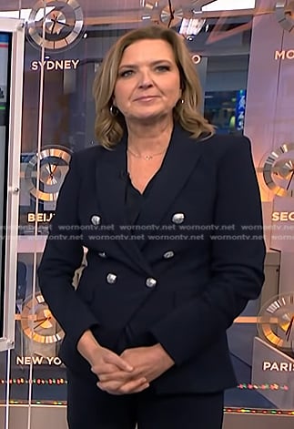 Christine Romans’ navy blazer with silver buttons  on Today