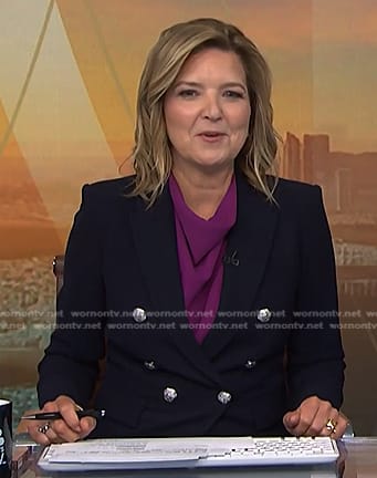 Christine Romans’ navy blazer with silver buttons  on Today