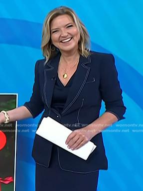 Christine’s navy blazer with white stitching on Today