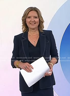 Christine’s navy blazer with white stitching on Today