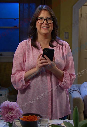 Connie’s pink heart print blouse on Days of our Lives