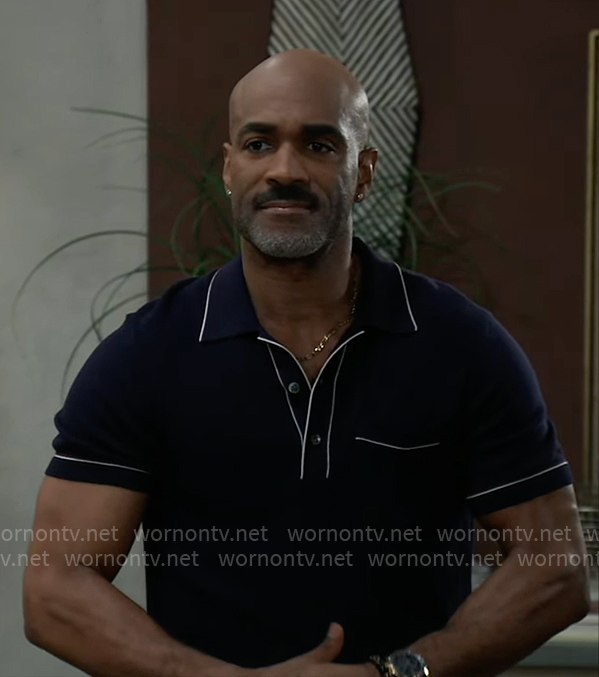 Curtis’s navy polo shirt on General Hospital