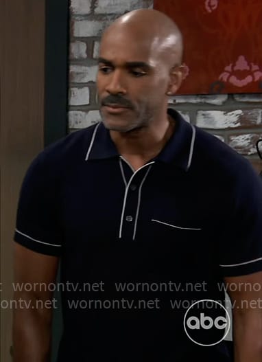 Curtis’s navy polo shirt on General Hospital
