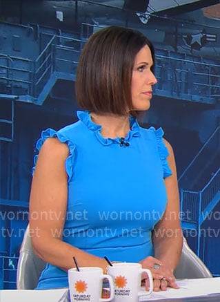 Dana Jacobson’s blue ruffle trim dress on CBS Mornings