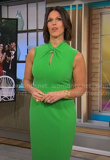Dana Jacobson’s green twist neck dress on CBS Mornings