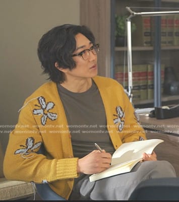 Daniel’s yellow floral cardigan on Reasonable Doubt