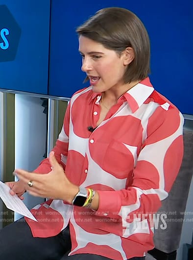 Daryn Carp’s circle print blouse on E! News