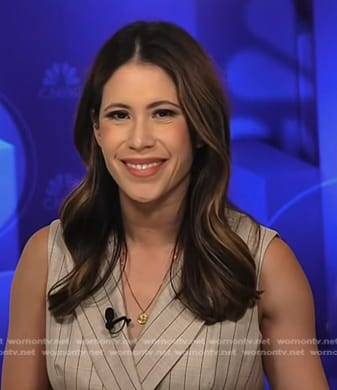 Deirdre’s beige striped vest on NBC News Daily