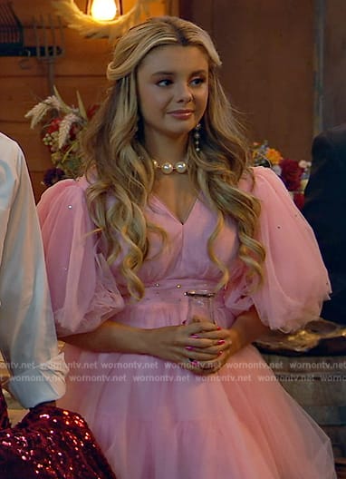 Destiny’s pink tulle mini dress on Bunkd