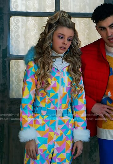 Destiny’s multicolored ski suit on Bunkd