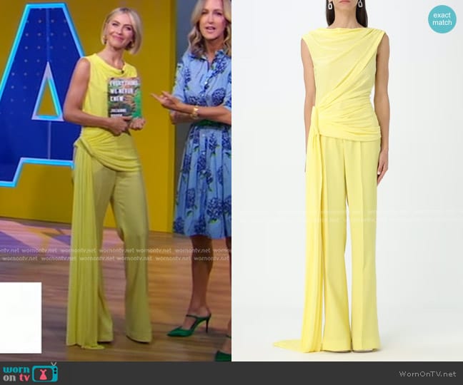 Del Core Draped Satin Top in Yellow worn by Julianne Hough on Good Morning America