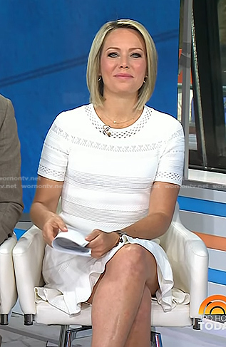 Dylan’s white pointelle knit dress on Today