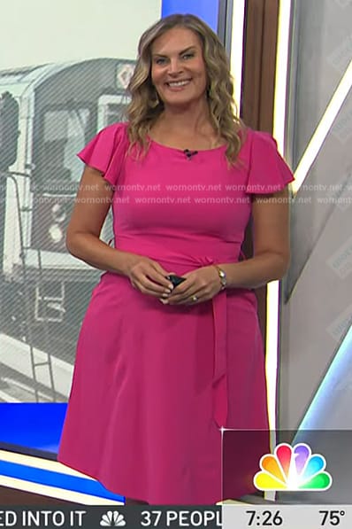 Emily’s pink tie waist dress on Today