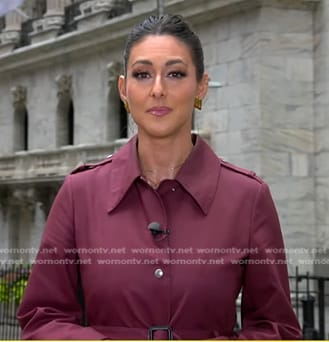 Erielle’s burgundy trench coat on Good Morning America
